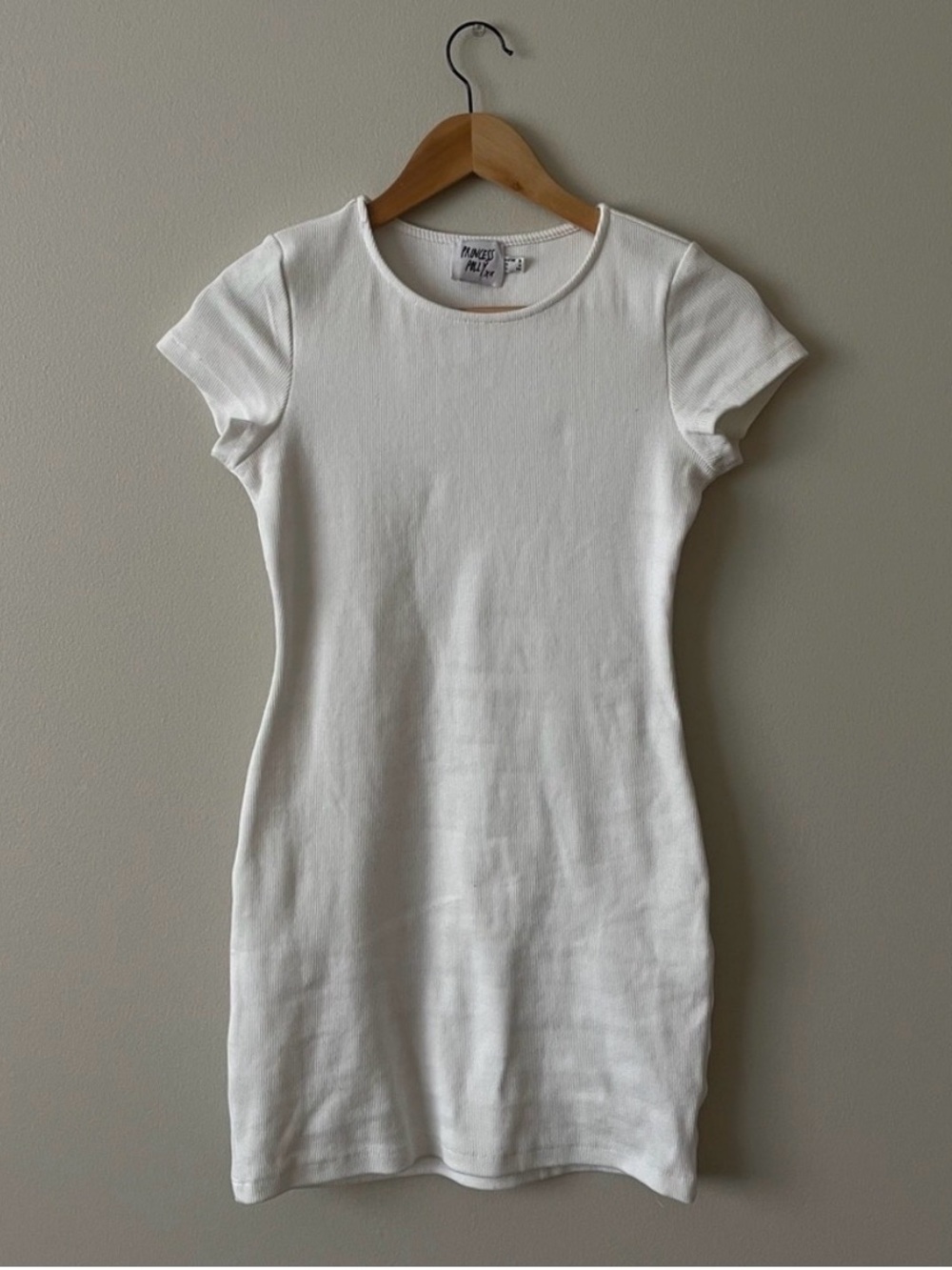 Princess Polly White Ribbed Mini Dress